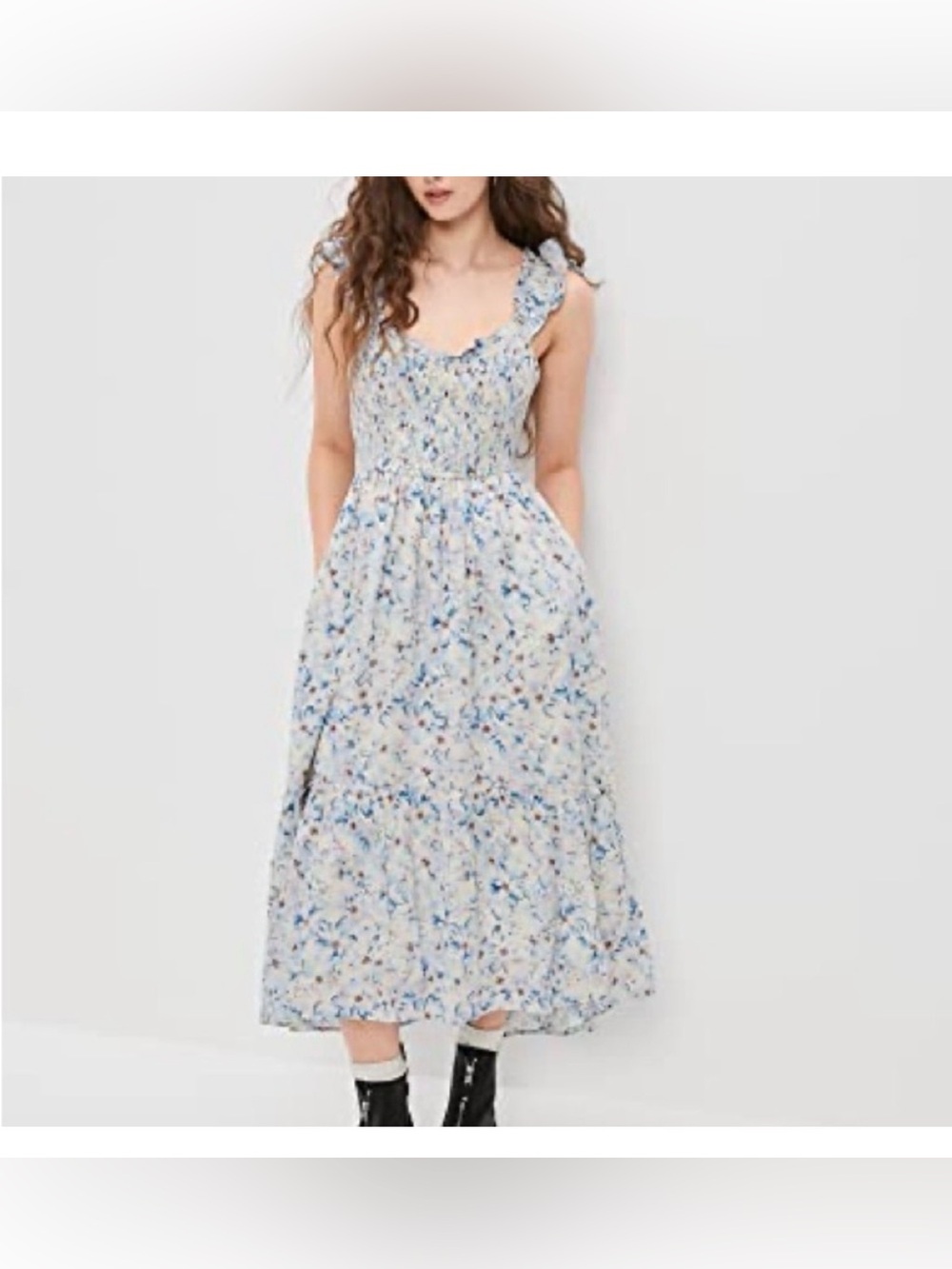 American Eagle Outfitters Light Blue Floral Maxi Dress XL